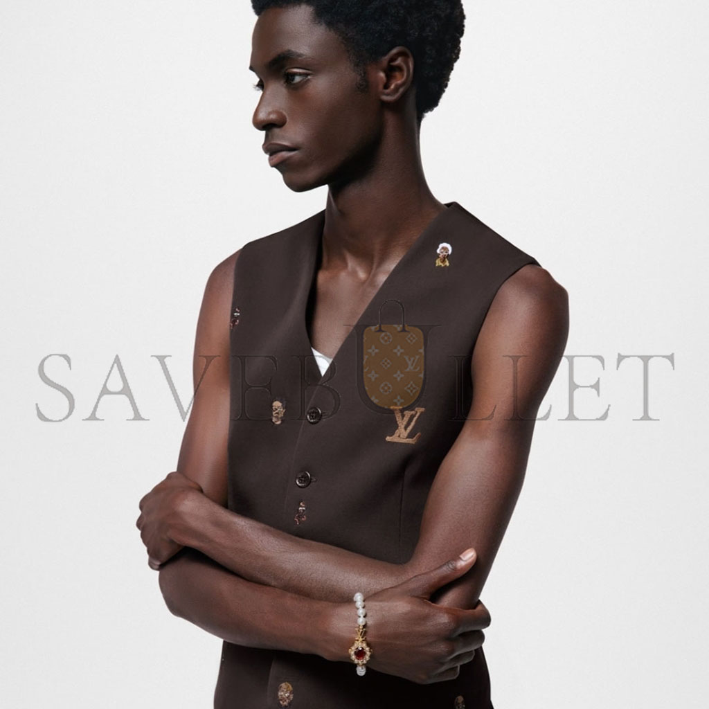 l**is V*t*n red stone pearl charm bracelet m1497m